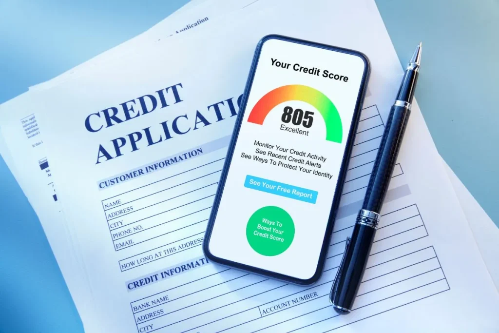 Approved mortgage application showing a high credit score on a mobile app in the United States
